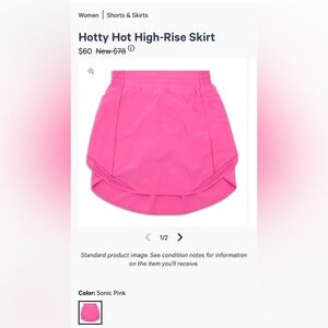 Lululemon 💕 Hotty Hot High-Rise Skirt - Sonic Pink - size 6 - NWOT